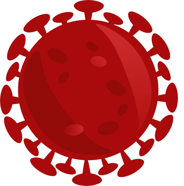 икона изолированной красной микроскопической клетки коронавируса - бактерии SARS-CoV-2. - Вектор,изображение