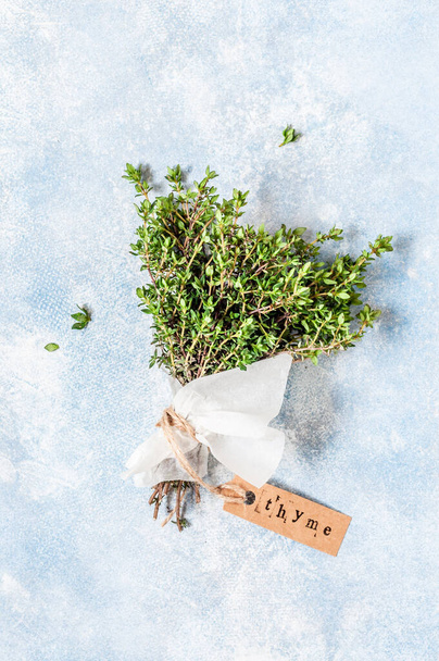 A Bunch of Fresh Thyme Wrapped in Paper, copy space for your text - Фото, зображення