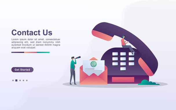 Contact us concept. customer care service 24/7, Online support, help desk. Can use for web landing page, banner, flyer, mobile app. Vector Illustration - Vector, Image