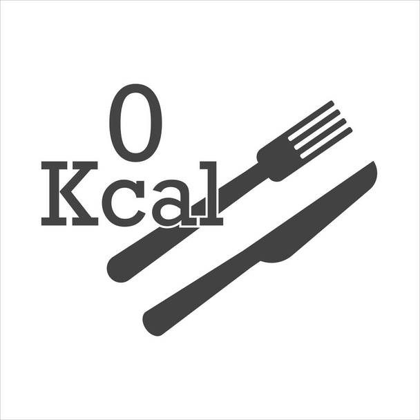 Vector icoon mes en vork nul calorieën op witte geïsoleerde achtergrond. Lagen gegroepeerd voor eenvoudige bewerking illustratie. Voor uw ontwerp. - Vector, afbeelding