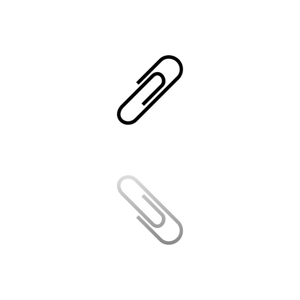Paperiliitin. Musta symboli valkoisella taustalla. Yksinkertainen kuva. Tasavektorikuvake. Peilien heijastusvarjo. Voidaan käyttää logo, web, mobiili ja UI UX projekti
 - Vektori, kuva