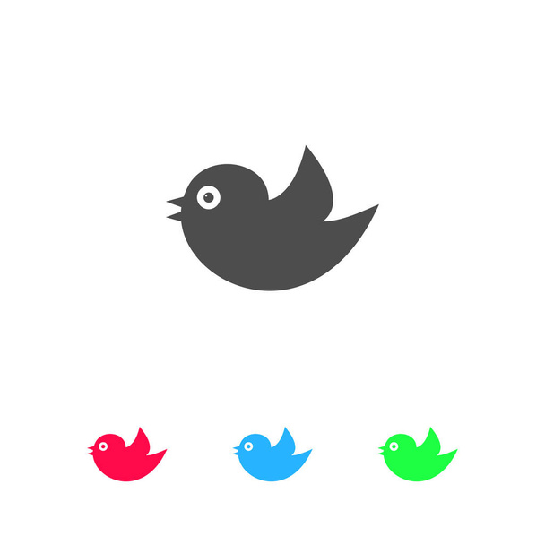 Vogel-Ikone flach. Farbiges Piktogramm auf weißem Hintergrund. Vektor-Illustrationssymbol und Bonussymbole - Vektor, Bild