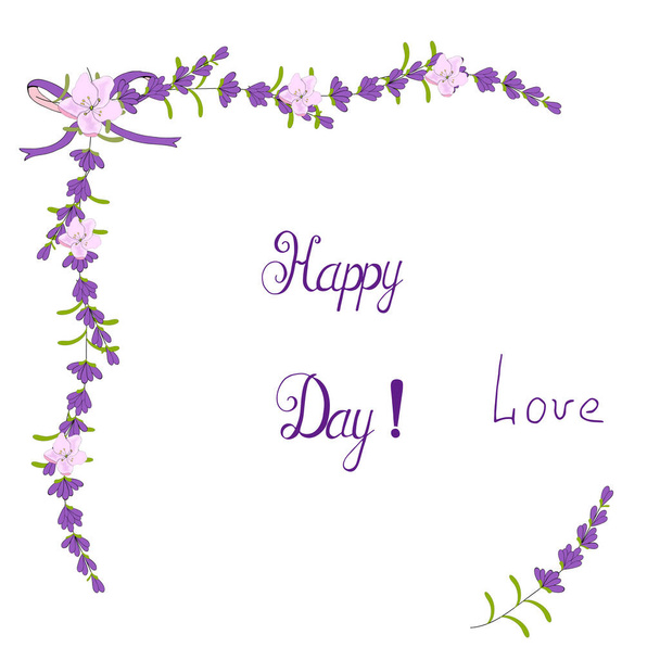 Corner form for congratulations with lavender flowers celebrate holiday. Vector hand draw  Illustration EPS10 - Vecteur, image
