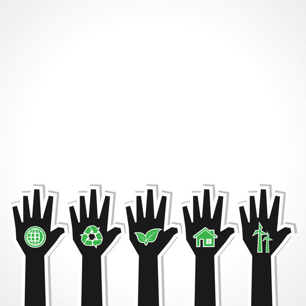 United for ecology concept with hands - Vector, Image