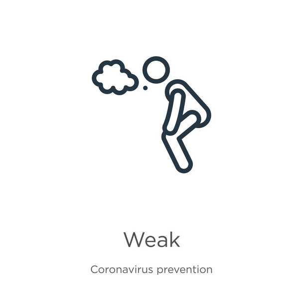 Weak icon. Thin linear weak outline icon isolated on white background from Coronavirus Prevention collection. Modern line vector sign, symbol, stroke for web and mobile - Vector, Image