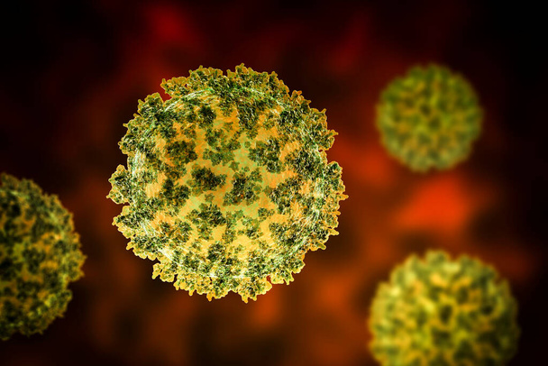 SARS-CoV-2, il coronavirus che causa COVID-19, illustrazione 3D mostra picchi di superficie del virus
 - Foto, immagini