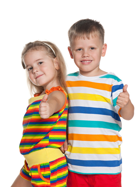 縞模様のシャツのファッション子供たち - 写真・画像