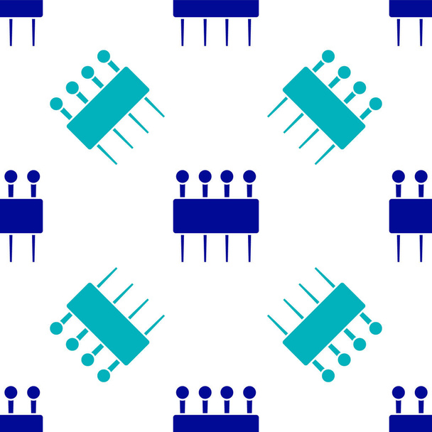 Blauwe naald voor het naaien pictogram geïsoleerd naadloos patroon op witte achtergrond. Staartsymbool. Textiel naaien ambachtelijke teken. Borduurgereedschap. Vector Illustratie - Vector, afbeelding