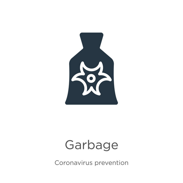 Icône poubelle vecteur. Icône poubelle plate tendance de la collection Coronavirus Prevention isolée sur fond blanc. L'illustration vectorielle peut être utilisée pour la conception graphique web et mobile, logo, eps10 - Vecteur, image