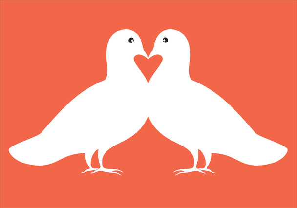 Pair of doves in love, vector illustration, valentine or wedding card design - Vector, afbeelding