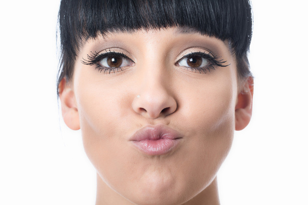 молода жінка з стиснула губи - Фото, зображення