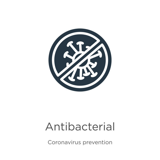 Antibakteriyel ikon vektörü. Beyaz arka planda izole edilmiş Coronavirus önleme koleksiyonundan moda düz antibakteriyel ikon. Vektör illüstrasyonu web ve mobil grafik tasarımı, logo için kullanılabilir, - Vektör, Görsel