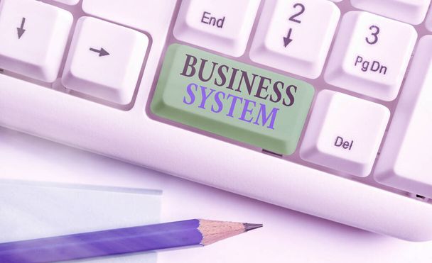 Conceptual hand writing showing Business System. Business photo showcasing A method of analyzing the information of organizations. - Photo, Image