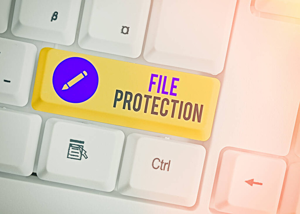 Word writing text File Protection. Business concept for Preventing accidental erasing of data using storage medium. - Photo, Image
