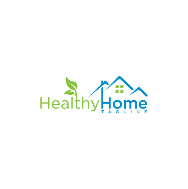 Diseño de Logotipo Hogar Saludable. Home Leaf Logo Nature Organic Icon Template. Nature Real Estate Logo Design. Green House Leaf Stock Vector . - Vector, imagen