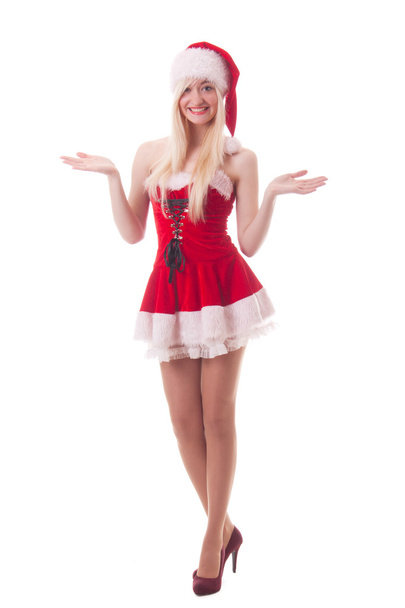 Portrait of a young attractive sexy Santa girl - Foto, afbeelding