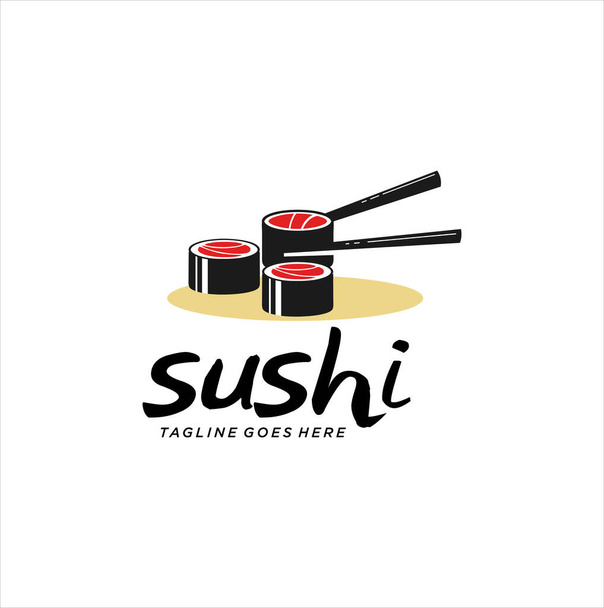 Diseño de vectores orientales japoneses Sushi Logo. Diseño tradicional de Logotipos de comida japonesa. Restaurante Sushi Logo Design - Vector, Imagen
