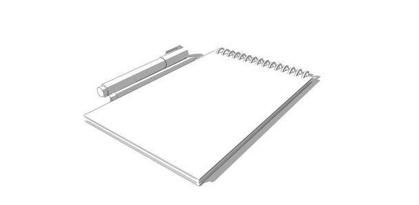 espiral Diário e caderno de esboços com caneta e lápis - Foto, Imagem