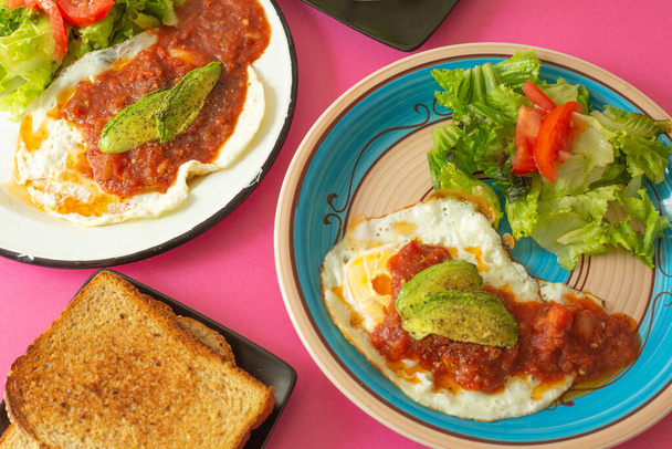 Eggs with vegetables abocado avocado for people on diet - Photo, Image