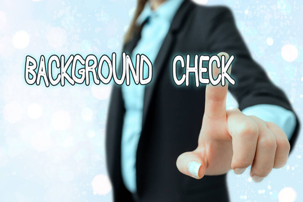 Writing note showing Background Check. Business photo showcasing way to discover issues that could affect your business. - Photo, Image