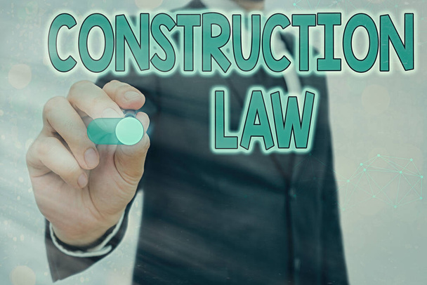Szövegírási szöveg Építési törvény. Üzleti koncepció az építőiparral és a kapcsolódó területekkel kapcsolatos ügyekre vonatkozóan. - Fotó, kép