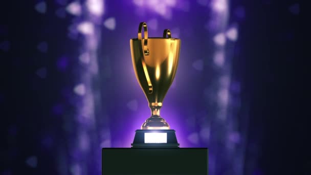 3D trofej s černým pozadí Bokeh - Záběry, video