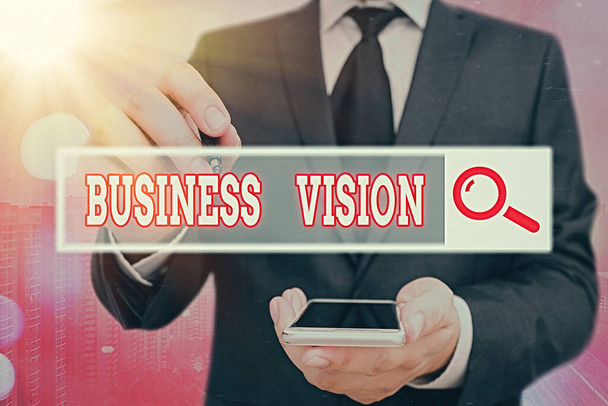 Käsiala teksti Business Vision. Käsitteen merkitys kasvattaa liiketoimintaa tulevaisuudessa perustuu tavoitteisiisi
. - Valokuva, kuva