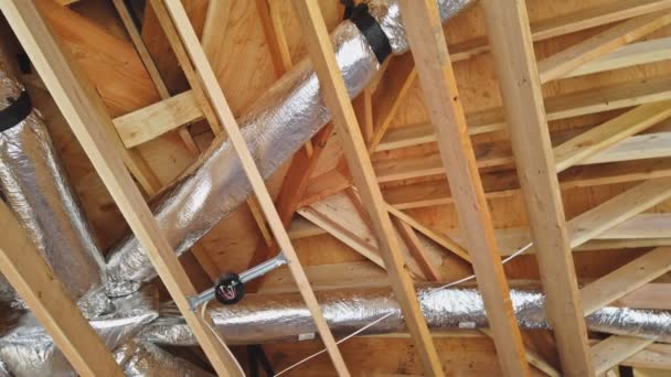 New house under the roof of air conditioner vents in new home construction - Footage, Video