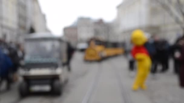 Abstrato Desfocado Desfocado Fundo de muitas pessoas na praça de rua - Filmagem, Vídeo