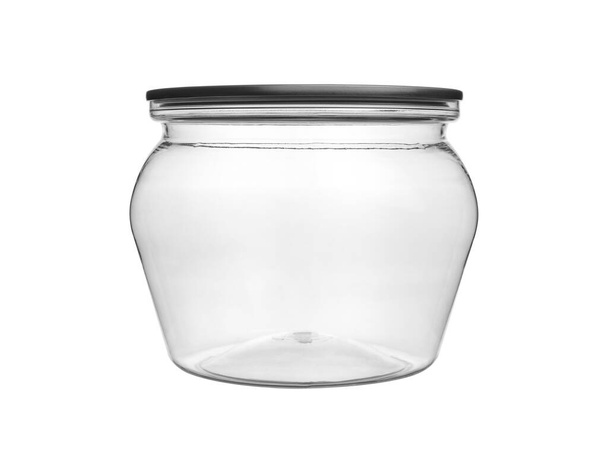 El PET transparente vacío puede frasco para enlatar y preservar aislado sobre fondo blanco
. - Foto, imagen