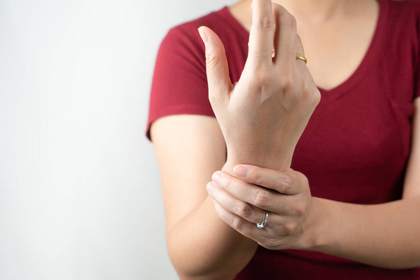 wrist arm pain, office syndrome of young woman, healthcare and medicine concept - Fotó, kép