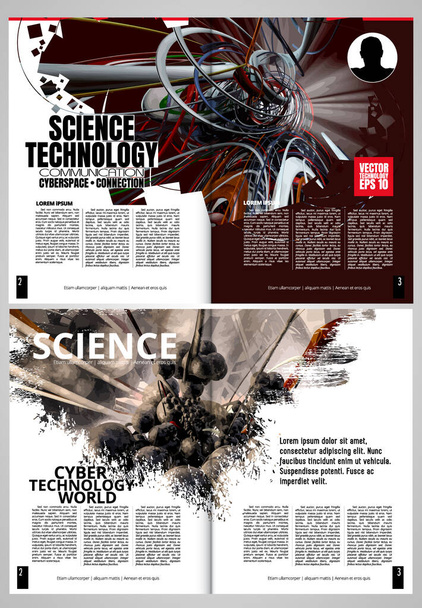 Broşür, dergi, broşür, broşür, 3 boyutlu tasarım teknolojisi kavramına sahip modern vektör şablonları - Vektör, Görsel