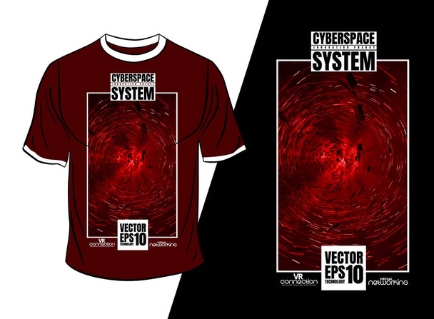 Vector T-Shirt Design, abstraktes Technologiekonzept mit 3D-Rendering-Hintergrund - Vektor, Bild