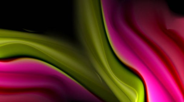 Vloeibare kleuren vloeistof gradiënten op zwarte achtergrond - Vector, afbeelding
