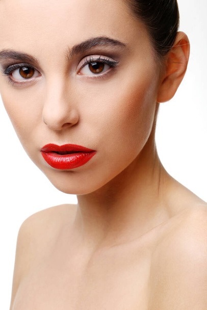 Gorgeous woman with red lipstick - Zdjęcie, obraz