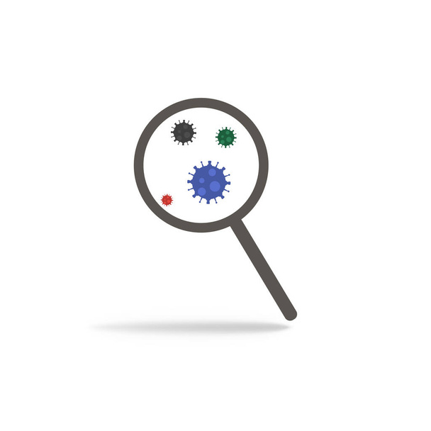 Virus under magnifier. Microbes with loupe. Vector EPS 10. - Vector, Image