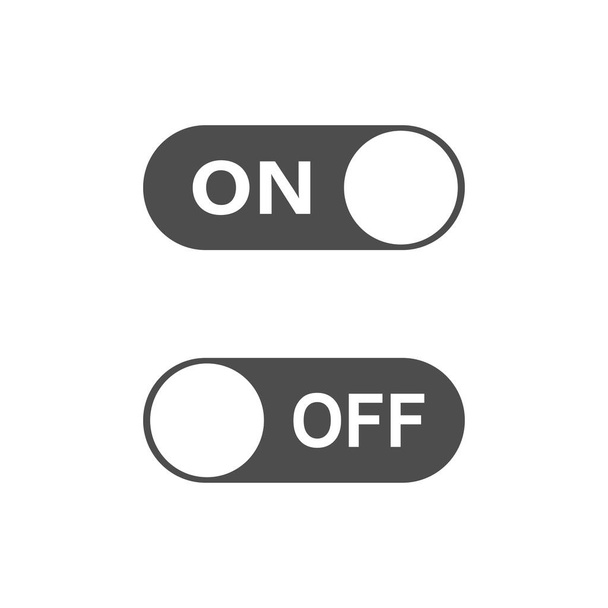 Switch on or off. Toggle to enable or disable. Switcher on device to control mode. Sliding element. Dark and day mode. Vector EPS 10. - Διάνυσμα, εικόνα