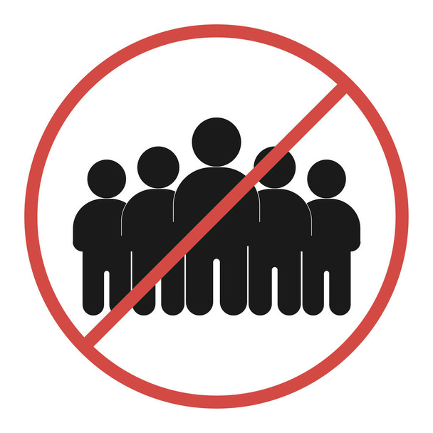 Crowd meeting restriction sign. No meetings. Virus sign. Warn isolated icon of illness. Stop coronavirus. Vector EPS 10 - Vector, Image