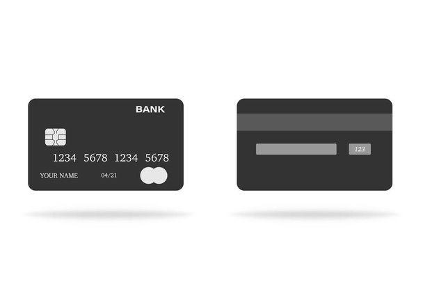 Banka kredisi ve banka kartı simgesi. Plastik resimli ödeme kartı düz tasarım. Para ve iş para transferi. Vektör EPS 10 - Vektör, Görsel