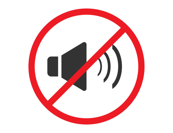 サウンドや音楽のアイコンはありません。分離されたミュートと警告イラスト。沈黙は禁止され、赤の標識を禁止します。ベクトルEPS 10 - ベクター画像