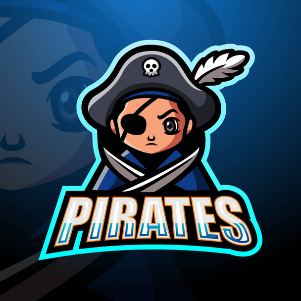 Vektorillustration von Piraten esport Maskottchen Logo Design - Vektor, Bild