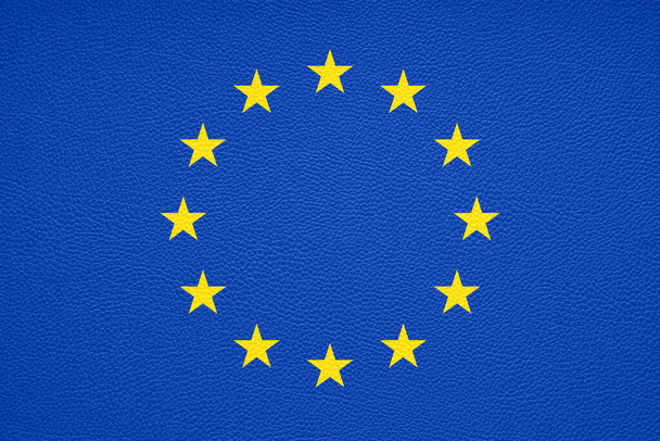 vlajka Evropy, Evropské unie nebo EU s koženou texturou - Fotografie, Obrázek