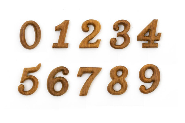 wood number Zero on white background - Фото, изображение