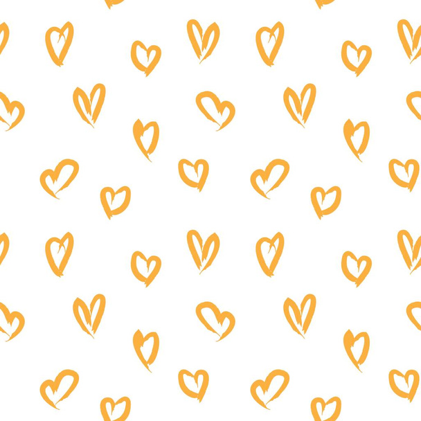 Orange Heart shaped Valentine Day seamless pattern background for fashion textiles, graphics - Vector, Image