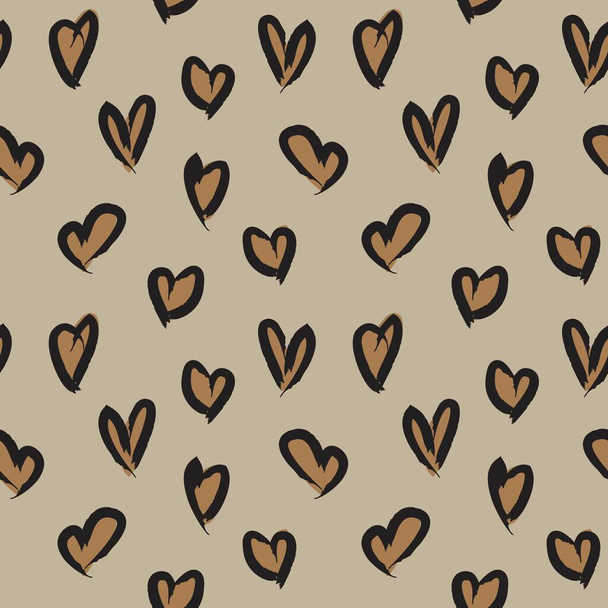 Brown Heart shaped Valentine Day seamless pattern background for fashion textiles, graphics - Vektör, Görsel