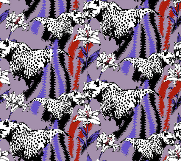 Seamless pattern of leopard. Vector illustration. Suitable for fabric, wrapping paper and the like. Vector illustration - Vector, Image