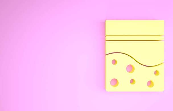 Amarillo Bolsa de plástico de cannabis medicinal aislado sobre fondo rosa. Peligro de salud. Concepto minimalista. 3D ilustración 3D render
 - Foto, Imagen