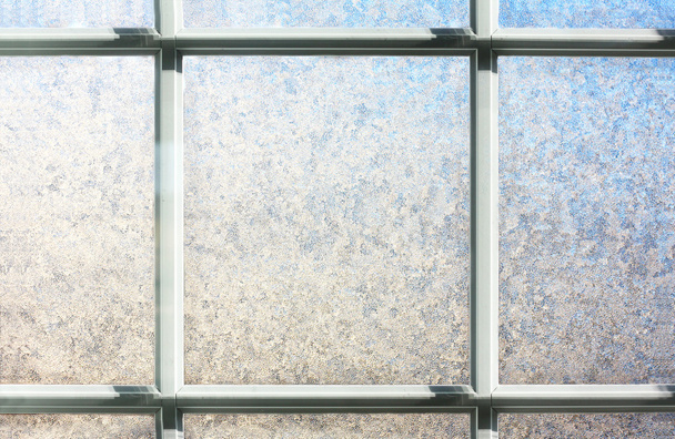 冬のウィンドウ ガラスの背景をつや消し - 写真・画像