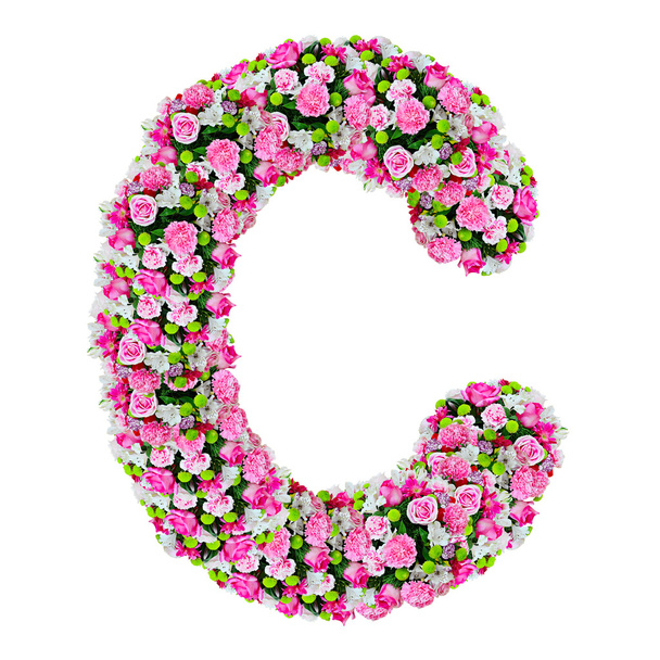 C, flower alphabet isolated on white with clipping path - Φωτογραφία, εικόνα