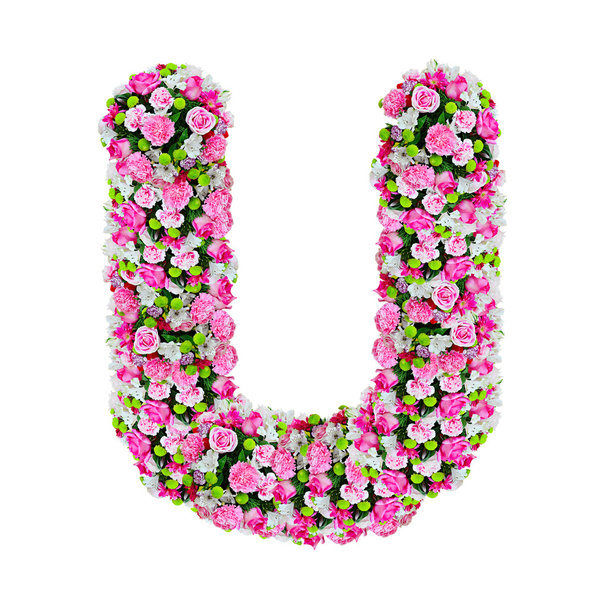 U, flower alphabet isolated on white with clipping path - Φωτογραφία, εικόνα